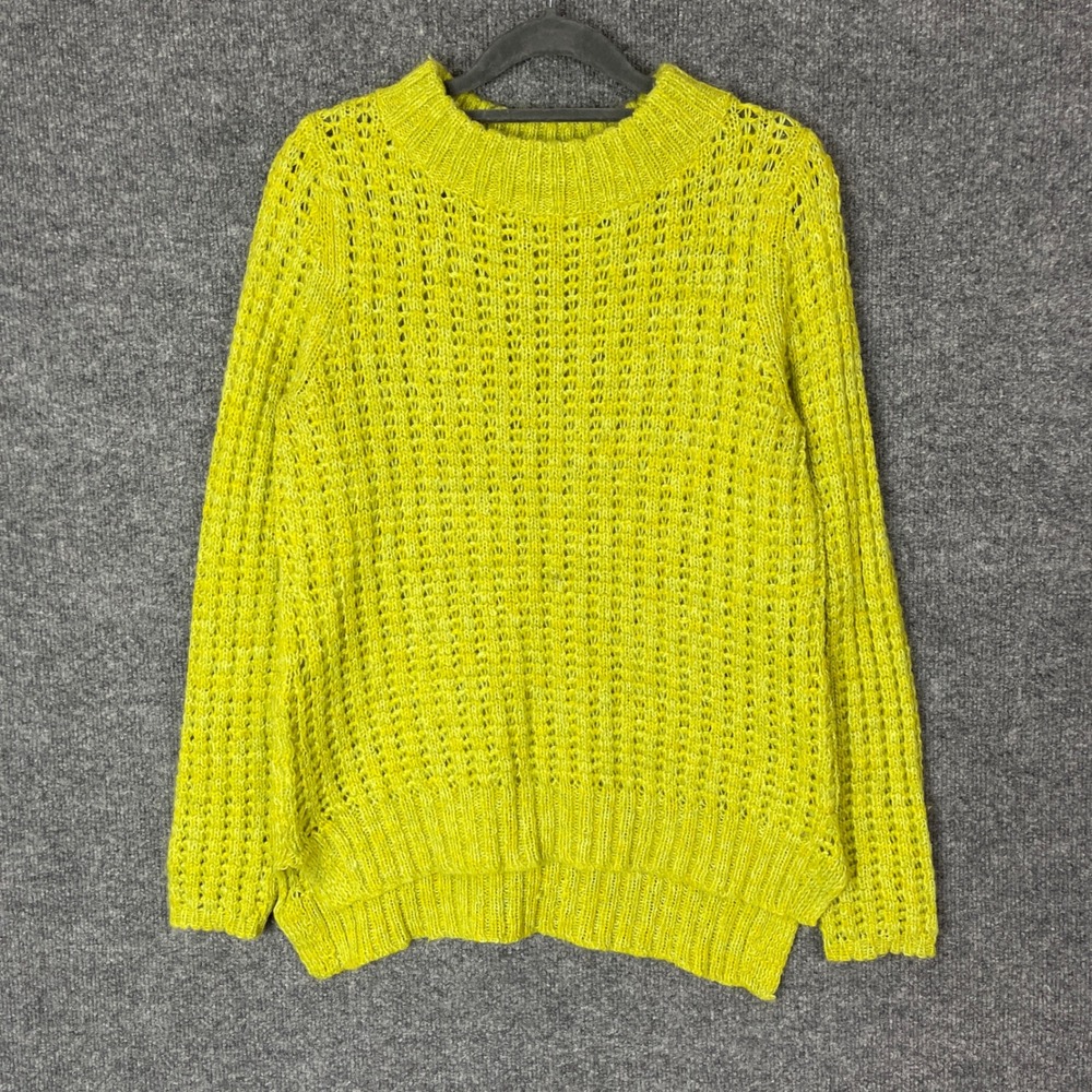 Field Flower Anthropologie Textured Knit Pullover Sweater Yellow Wool Size M‎